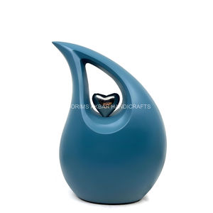 Urne en aluminium en forme de larme Matt Teal, urne funéraire premium pour cendres humaines adultes, souvenir commémoratif, exportateur, prix de gros personnalisé - Product Image 6