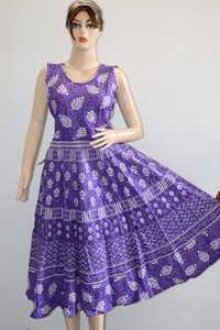 Vestido de algodón con estampado Floral Jaipuri sin mangas para niñas y mujeres de longitud completa hermosa ropa de fiesta multicolor patrón de pedido requerido - Product Image 4