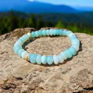 Hecho a mano 2025 Chic Anniver Design Blue Opal Beaded Stretch para pulsera 7-8mm Candy Gemstone Jewelry para aniversario en demanda - Product Image 1