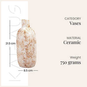 Jarrón de Cerámica Nórdico Hecho a Mano, Blanco con Patrón Floral, Decoración de Mesa Rústica, Estilo Art Deco Minimalista, Decoración Antigua para el Hogar - Product Image 4