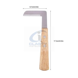 CUCHILLO DE ENGANCHE DE DOBLE S MANGO DE MADERA CON BUCLE GRANDE OVALADO CUCHILLO DE ENGANCHE HERRAMIENTA INSTRUMENTO VETERINARIO - Product Image 2