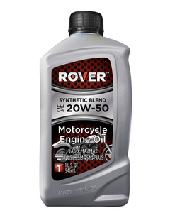 Aceite de Motor para Motocicleta ROVER, Mezcla Sintética 4T SAE 20W-50, Antidesgaste, Paquete de 6 Botellas de 1 Cuarto de Galón - Product Image 1