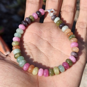 Tigers Eye 8mm Rondelle Smooth Beads 925 Silver <b>Adjustable</b> Luxury Handmade Gemstone <b>Bracelet</b> Natural Color Women's Children's - Product Image 1