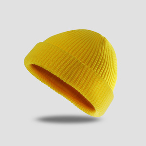 Fabricantes al por mayor de acrílico reciclado personalizado de punto corto Melon Docker Trade Skull Cap Hat Fisherman Beanie jacquard Beanie - Product Image 4