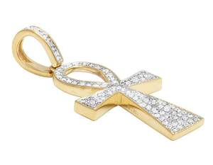 Colgante de Cruz de diamante de moissanita plateada, joyería de estilo religioso hip hop personalizable para ropa de boda, chapado en oro rosa - Product Image 2