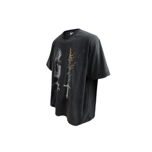 เสื้อยืดผู้ชายทรงหลวมสไตล์วินเทจฟอกสี คุณภาพสูง พิมพ์ลายสตรีทสไตล์ ผ้าฝ้าย 100% เสื้อยืดลำลองสำหรับผู้ชาย - Product Image 3