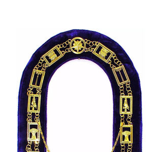 OES Custom Made High Quality <b>Velvet</b> Fabric Chain Collar <b>Purple</b> Backing Masonic Officer Jewel Order Star Collar - Product Image 4