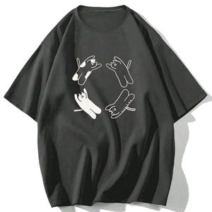 Venta al por mayor de camisetas de manga corta con cuello redondo logotipo personalizado estampado clásico sólido patrón transpirable poliéster algodón de talla grande 250 Gsm - Product Image 1