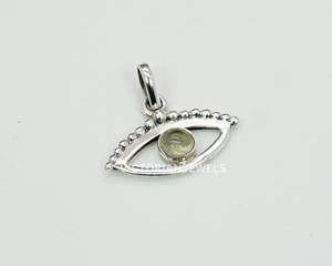 Colgante de piedra natal del mes de octubre del estilo del ojo de Prehnita verde de plata esterlina sólida 925 - Product Image 1