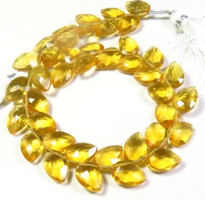 Chất Lượng Cao Tổng Hợp Thủy Tinh Thạch Anh Mặt Lỏng 10x7Mm Vàng Trong Suốt Lê Hạt 7.5 "Sợi Đường Chéo Khoan - Product Image 5