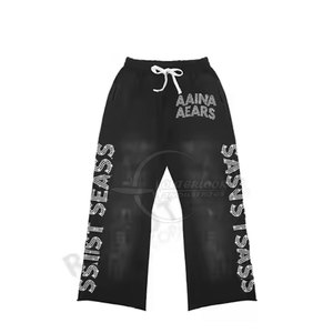 Men's Fashion Acid Wash Rhinestone Tracksuit Different Color Casual Winter Wear with Rhinestone <b>Detail</b> Men's Track Suit - Product Image 2