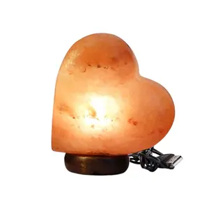 ヒマラヤピンククリスタルソルトランプのハート型高級電気コードと電球のエレガントな照明-SianEnterprises