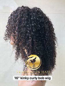 Extensions de cheveux vierges 100% de qualité supérieure 16 ''Kinky Curly Bob perruque alignée sur les cuticules pour les femmes noires prix de gros exportation - Product Image 4