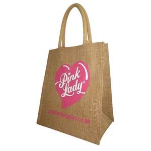 Vente en gros de sacs à provisions écologiques en toile de jute unie Sac de plage fourre-tout en toile de jute naturelle avec logos imprimés personnalisés - Product Image 2
