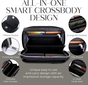 High Quality Genuine Leather Women <b>Long</b> <b>Purse</b> with Zipper Closure RFID Blocking Card Organizer and Elegant Classic Clutch Design - Product Image 4