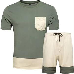 ชุดสองชิ้นสำหรับผู้ชายกางเกงขาสั้นผ้าฝ้ายแห้งเร็วระบายอากาศได้ดีแบบสตรีทฤดูร้อนทรงหลวมดีไซน์เรียบไซส์ใหญ่พิเศษขายส่ง - Product Image 5