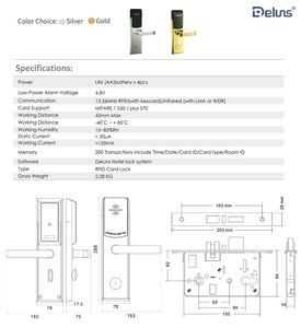 Deluns Chất lượng cao Thông Minh Kỹ thuật số khóa rfid thẻ khách sạn khóa cửa Keyless khóa cửa điện tử cerradura với hệ thống truy cập miễn phí - Product Image 5