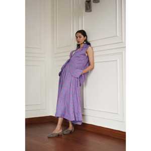 ชุดกระโปรงและเสื้อผ้าสไตล์หรูหราสำหรับฤดูใบไม้ร่วง ผ้าฝ้ายทวิลคุณภาพสูง ทอแบบถัก ความยาวระดับเข่า ทรงเข้ารูป สไตล์ลำลอง ไซส์ XL สีลาเวนเดอร์ รุ่น Love - Product Image 4