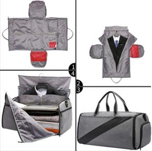 Canvas Overnight Compartment Travel Weekender for Men and Women Genuine Leather Canvas Carry on With <b>Shoes</b> Garments Duffel Bags - Product Image 6