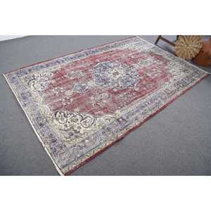 Tapis turc vintage 5,5x8,6 pieds, grand tapis persan en laine rouge - Product Image 3