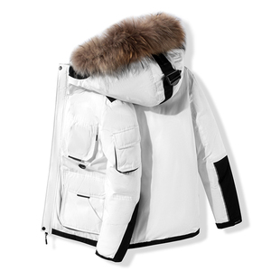 Chaqueta de plumón personalizada para hombre, abrigo ligero e impermeable, de invierno, con capucha, de talla grande - Product Image 1