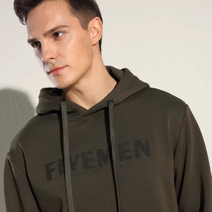 High Quality 100% Cotton Fleece Embroidered Winter Hoodies Men Wholesale Fashion Oversize Custom Logo Solid <b>Pattern</b> Hooded - Product Image 3