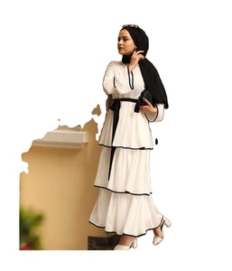Abayat Women's Long Islamic Ramadan Muslim Dress Big Swing Satin Silk Marocain Robe Hijab Abaya Dubai Kaftan Cake Dresses Turkey - Product Image 1