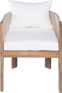Fauteuil en teck avec panneau tressé en corde, chaise d'extérieur rembourrée pour le bord de la piscine - Product Image 2