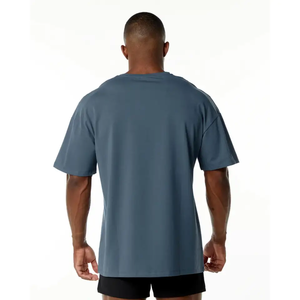 T-shirts surdimensionnés pour hommes en coton de couleur unie à manches courtes, décontractés, amples, de grande qualité, personnalisés avec le meilleur design - Product Image 3