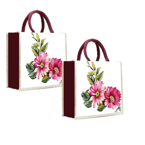 Sacs à provisions fourre-tout mode impression sacs de jute poche extérieure fabriqués en Inde Bengale occidental - Product Image 2