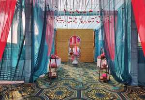 เสื้อคลุมแต่งงานเสาคู่,เสื้อคลุมงานแต่งงานทำจากไฟเบอร์เสาทองคำ Mandap สำหรับงานแต่งงานออกแบบ Mandaps สำหรับงานเลี้ยงตกแต่งเสาโรมัน - Product Image 4