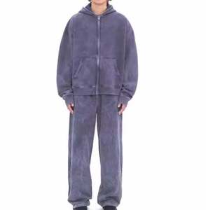 Survêtement personnalisé 100% coton délavé à l'acide Ensemble de jogging à capuche streetwear vintage respirant pantalon de survêtement pour l'hiver hommes délavés à la pierre - Product Image 1