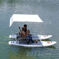 Bateau de pêche gonflable portable à catamaran, haute stabilité, coque tunnel, ponton avec pont pneumatique Drop Stitch, auvent solaire pour lac et rivière