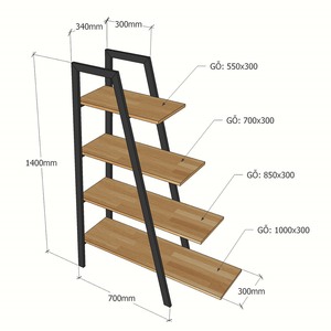ชั้นวางของตกแต่งไม้ไผ่และไม้จริงพร้อมโครงเหล็ก รุ่น BFKS014 ขนาด 100x34x140 ซม. แบบตั้งพื้น สำหรับห้องนั่งเล่น - Product Image 3