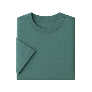 Camiseta Larga de Punto Negra Sólida, 100% Algodón, con Logotipo Personalizado, Cuello Redondo, Antiarrugas, Manga Corta para Hombre - Product Image 4