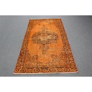 Tapis turc décoratif 3,7x6,4 pieds, tapis persan vintage orange - Product Image 1