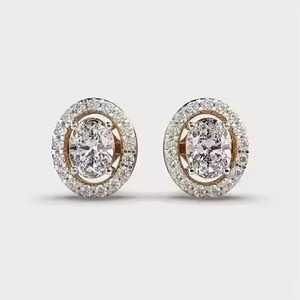 Pendiente de tuerca de diamante cultivado en laboratorio de diamantes ovalados de alta calidad para mujer, boda, compromiso y desgaste de Festival, pendientes de diamantes reales - Product Image 2