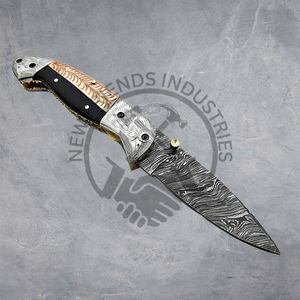 มีดพับเหล็กดามัสกัสสูปแบบไม่เหมือนใครพร้อมกลไกการพับที่ราบรื่นแบบแฮนด์เมดสำหรับการตั้งแคมป์และการเดินป่า - Product Image 2
