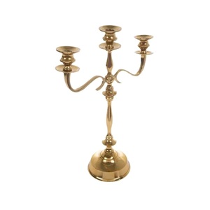 Candelabre en aluminium plaqué or, décoration de table en métal, candelabre à 5 bras, décoration de mariage, centre de table décoratif - Product Image 2