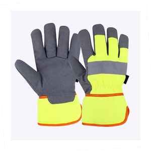 Gants en cuir de vachette fendu Gants de travail en cuir d'hiver doublés pour hommes avec des gants de sécurité à isolation lourde - Product Image 1
