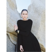 Robes de soirée élégantes en gros DANNY DRAPED LONG DRESS à manches longues 95% Acétate 5% Spandex Robes pour femmes à manches longues