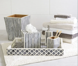 Nouvel arrivage Accessoires de salle de bain de luxe en incrustation d'os Ensemble de salle de bain blanc pour usage domestique pour la vente en gros ou les cadeaux - Product Image 2