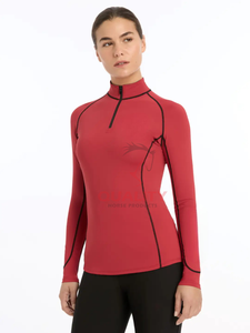 Women Equestrian <b>Base</b> <b>Layer</b> <b>Long</b> <b>Sleeve</b> Breathable Quick Dry Lightweight Breathable <b>Base</b> <b>Layer</b> Horse Riding Shirts OEM - Product Image 4