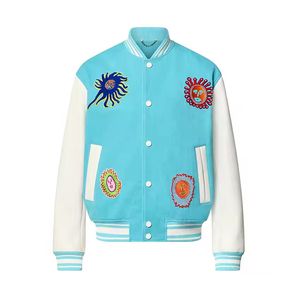 Veste universitaire personnalisée pour hommes, uniforme d'équipe scolaire avec corps en laine, manches en cuir, fermeture à pression, manteau de style universitaire pour événement sportif - Product Image 1