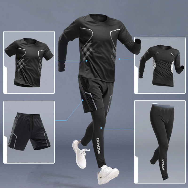 Ensemble 4 pièces noir B [respirant, séchage rapide, sportif]