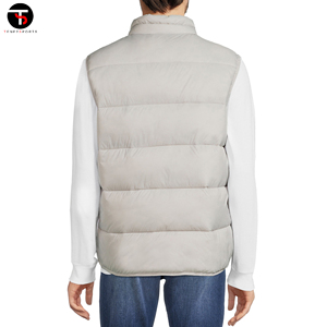 Vente en gros de gilet matelassé rembourré pour hommes avec logo personnalisé col Mandarin couleur unie service de vêtements d'extérieur coupe-vent produit tendance - Product Image 3