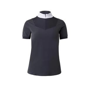 Chemise d'équitation à manches courtes avec logo personnalisé pour femmes, respirante, vêtements de performance pour l'équitation, compétitions sportives occidentales, luxe - Product Image 1