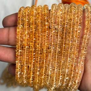 Perles de citrine jaune naturelle de haute qualité, facettées, de 5 mm à 6 mm, pour la fabrication de bijoux - Product Image 1