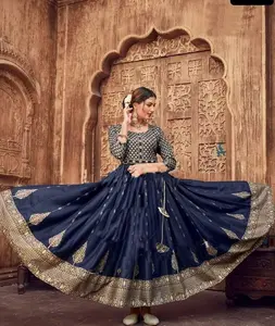 Ropa Étnica india de rayón con estampado de papel de aluminio hermoso, Anarkali estilo Kurtis y talla grande, disponible para mujeres indias