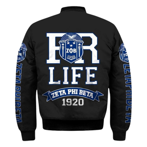 Chaqueta Griega de Satén para Mujer Zeta Phi Beta, Azul y Blanco, 1920, Bordado del Escudo de la Hermandad ZPB, Prenda Exterior Universitaria Premium - Product Image 2